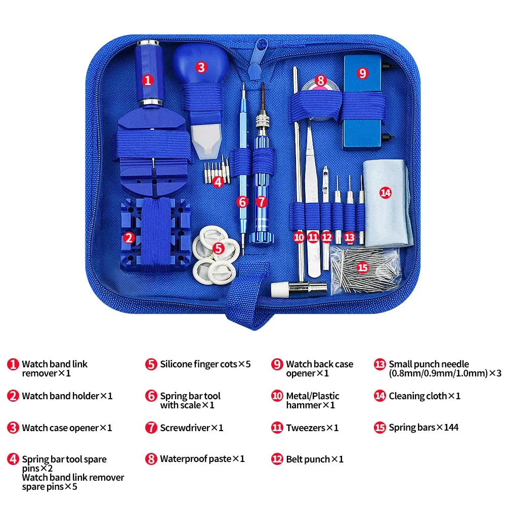 172 in 1 Watch Repair Tools Kit, Watch Back Case Opener Spring Bar Tools, Watch Battery Replacement, Watch Band Link Strap Adjustment Tool Kits with Carrying Case and Instruction Manual