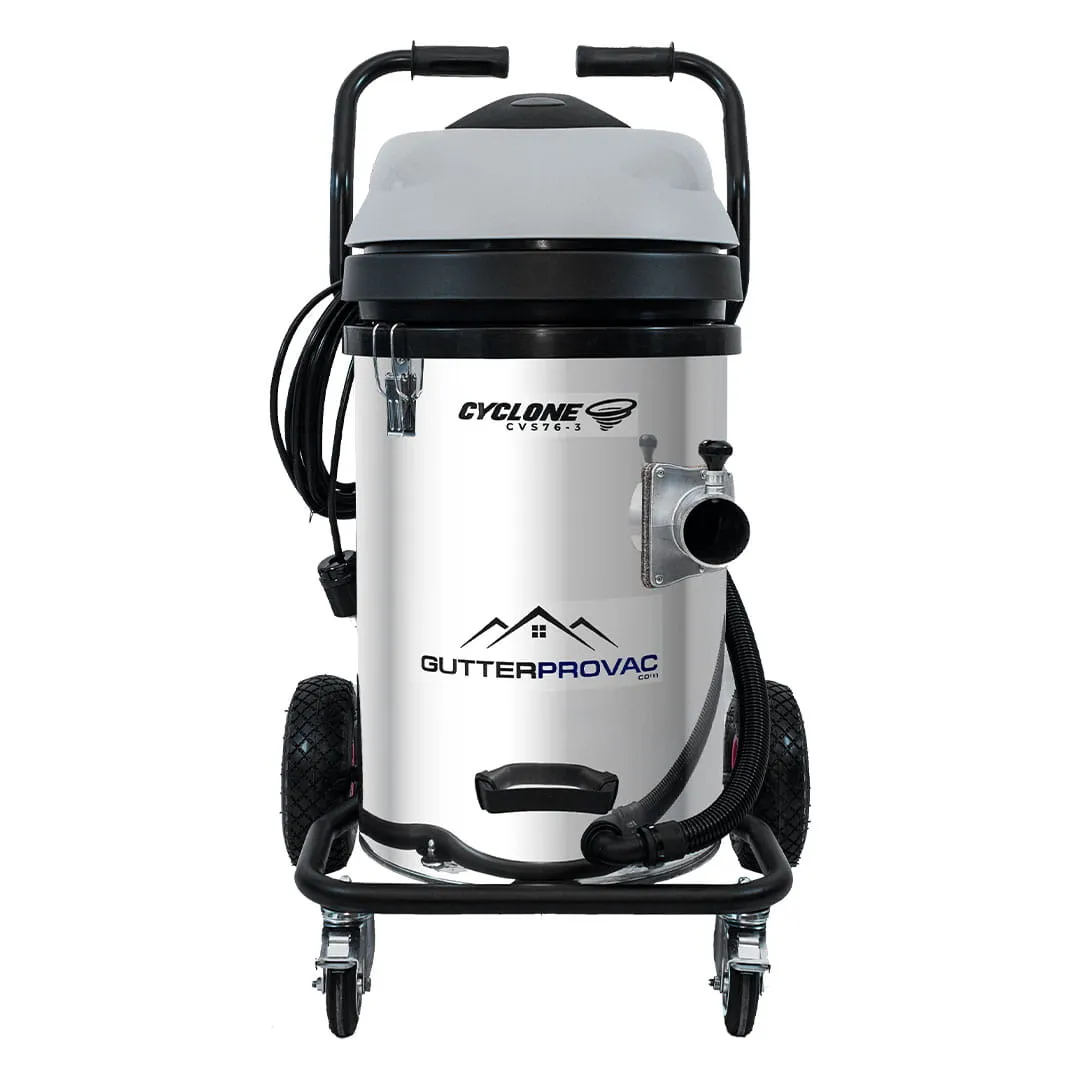 20 Gallon Cyclone II 3600W Stainless Steel Gutter Vacuum with 28 Foot Aluminum Poles and Bag