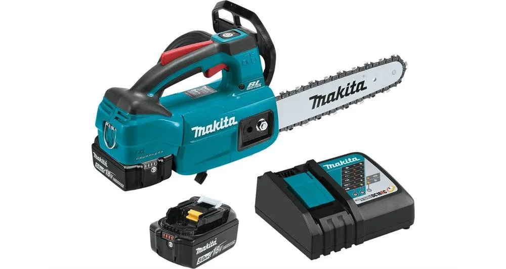 2021 Makita 18V LXT® Lithium-Ion Brushless Cordless 10" Top Handle Chain Saw Kit (5.0Ah) (XCU06T)