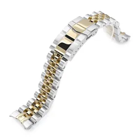 20mm Angus-J Louis JUB Watch Band compatible with Seiko Mechanical Automatic SARB033, 316L Stainless Steel Two Tone IP Gold SUB Clasp