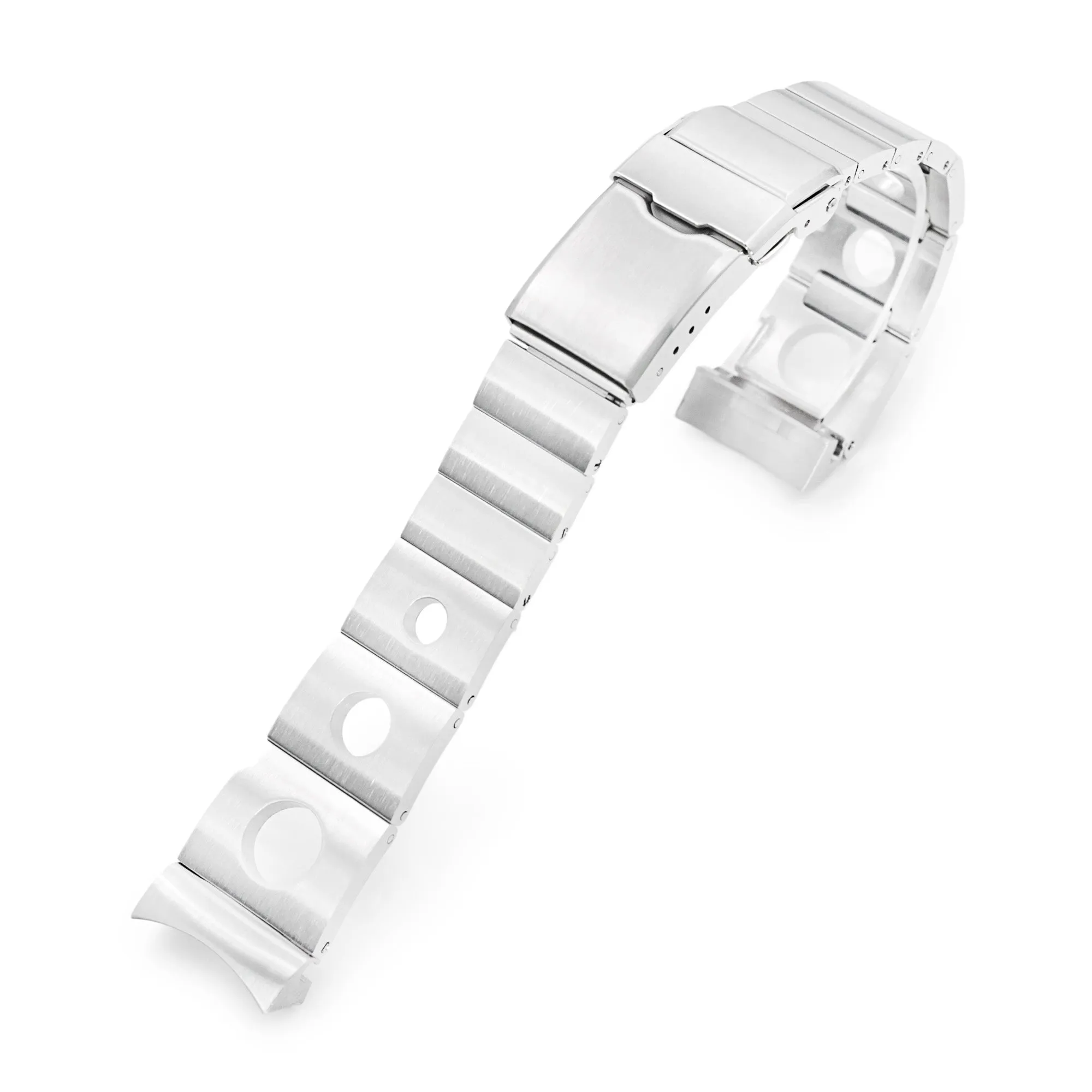 20mm Rollball II Watch Band for Seiko 5 Sports 40mm SRPE51 SRPE53 SRPG35, Stainless Steel - Brushed, Baton Diver Clasp