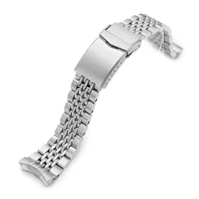 22mm Goma BOR Watch Band for Seiko SKX007 SKX009 SKX011, Stainless Steel - Brushed, Polished Center Links, V Diver Clasp