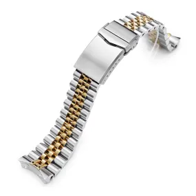 22mm Super-J Louis Watch Band compatible with Seiko 5 Sports 42.5mm SRPD51, 316L Stainless Steel Two Tone IP Gold V-Clasp