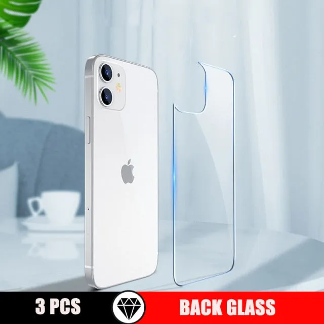 3In1 Front Back Lens Full Cover Protective Tempered Glass iPhone 13 12 11 Pro Max 13 Mini HD Clear Screen Protector Film