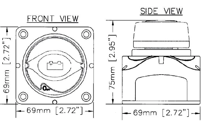 701 SURFACE OR RECESS MOUNTED CONTOUR MANUAL BATTERY MASTER SWITCH