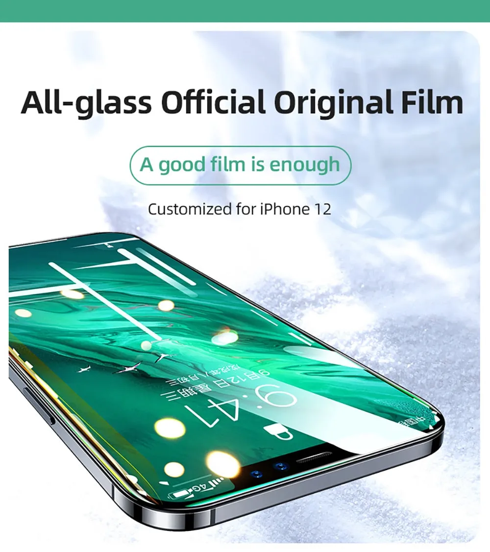 9D Tempered Glass For iPhone 12 Pro Max Full Cover Protective Glass For iPhone 12 mini Tempered Film Screen Protector