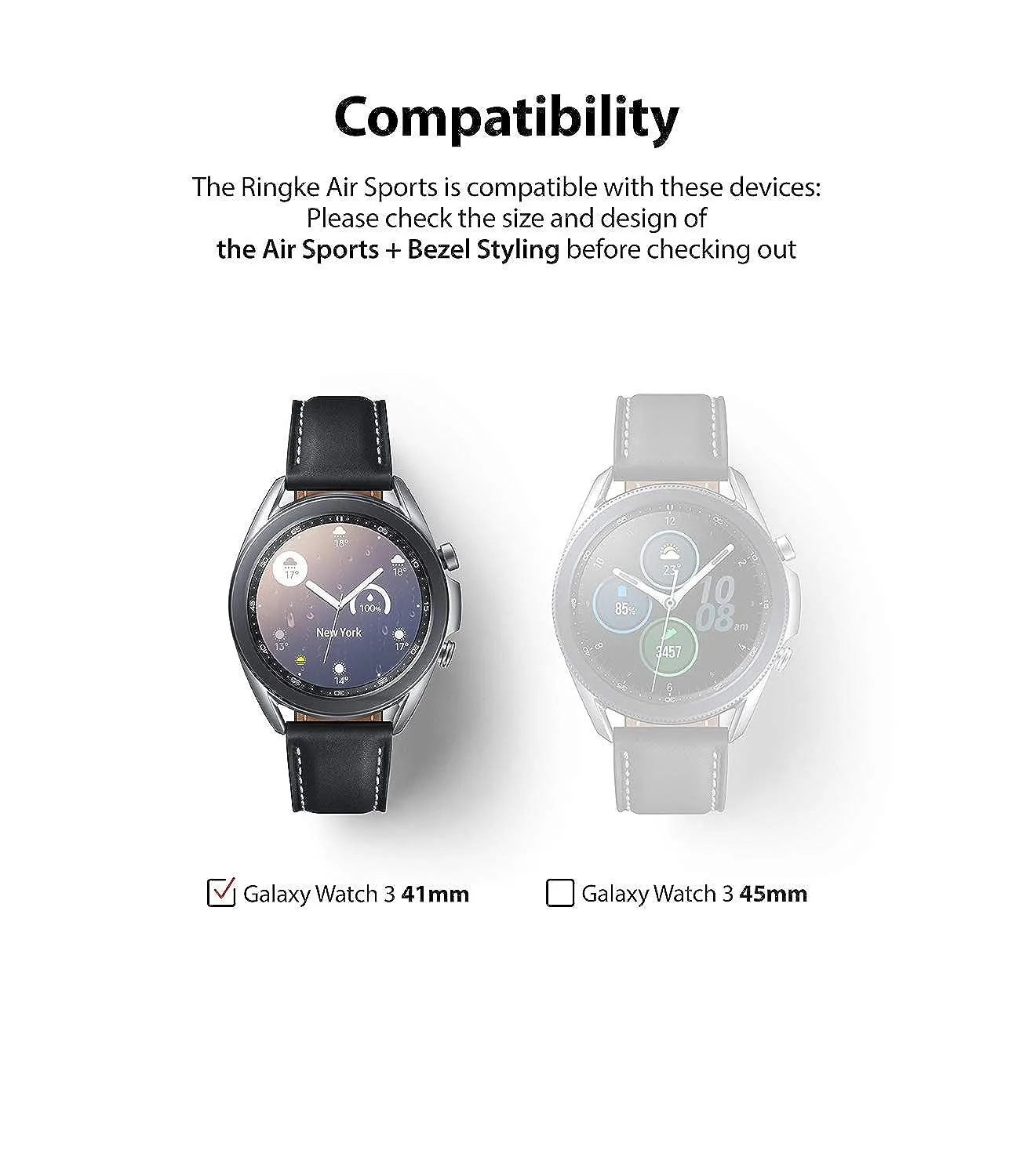 Air Sports   Bezel Styling Combo Case Designed for Galaxy Watch 3 41mm - Matte Clear