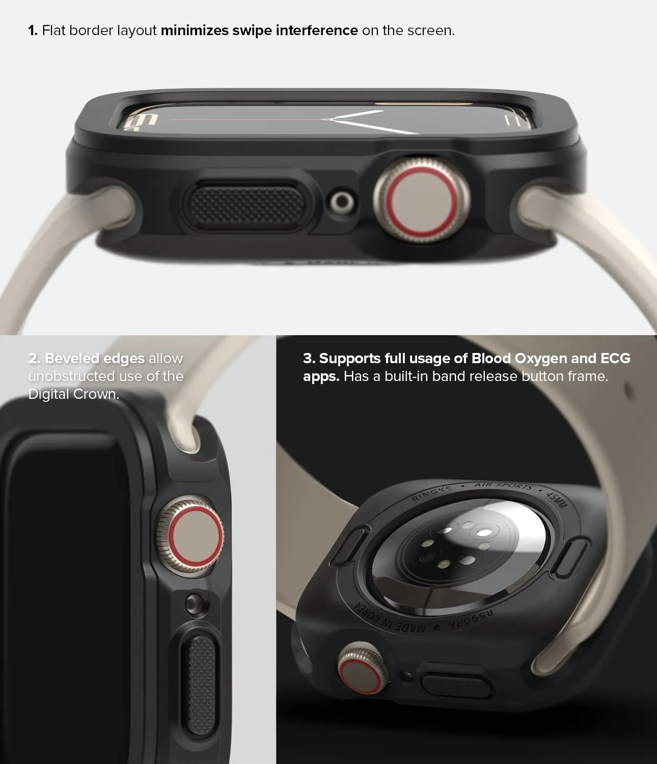 Air Sports Case Compatible with Apple Watch 8 / 7 - 41mm - Black