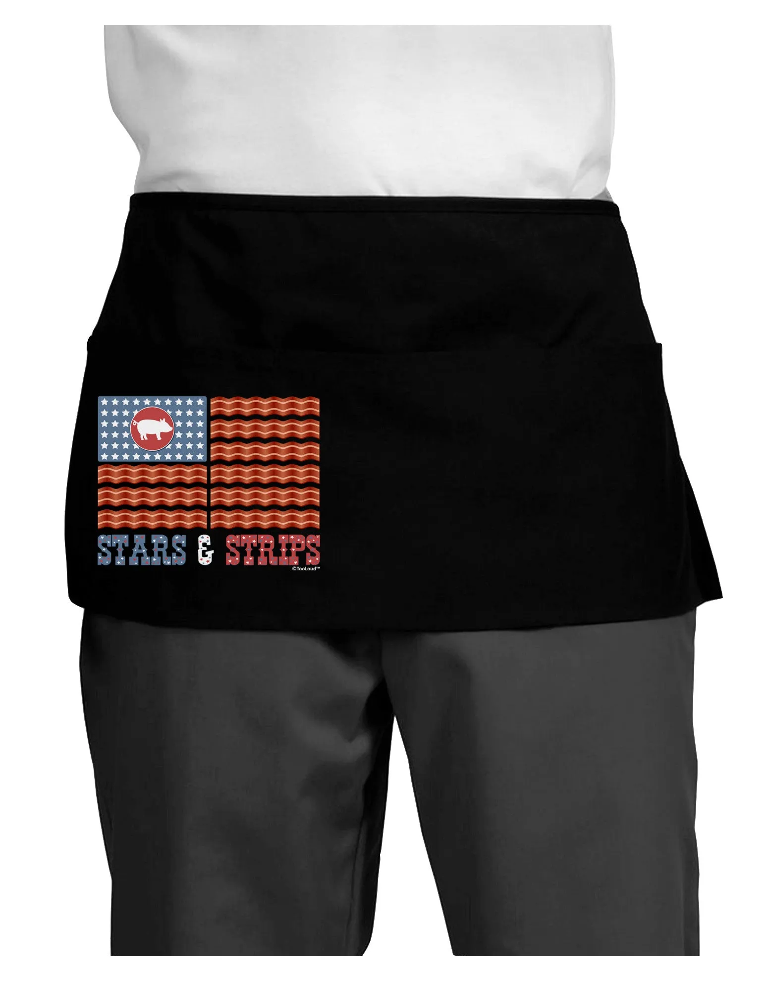 American Bacon Flag - Stars and Strips Dark Adult Mini Waist Apron, Server Apron