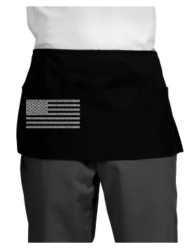 American Flag Glitter - Silver Dark Adult Mini Waist Apron, Server Apron