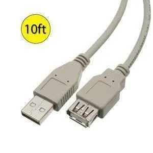 Amzer USB 2.0 Type-A Male to Type A Female Extension 10ft Cable - Beige