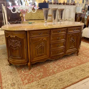 Antique French Walnut Server with Marble Top - SOLD