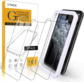 Arae Screen Protector for iPhone 11 Pro Max/Xs Max, HD Tempered Glass Anti Scratch Work with Most Case, 6.5 inch, 3 Pack