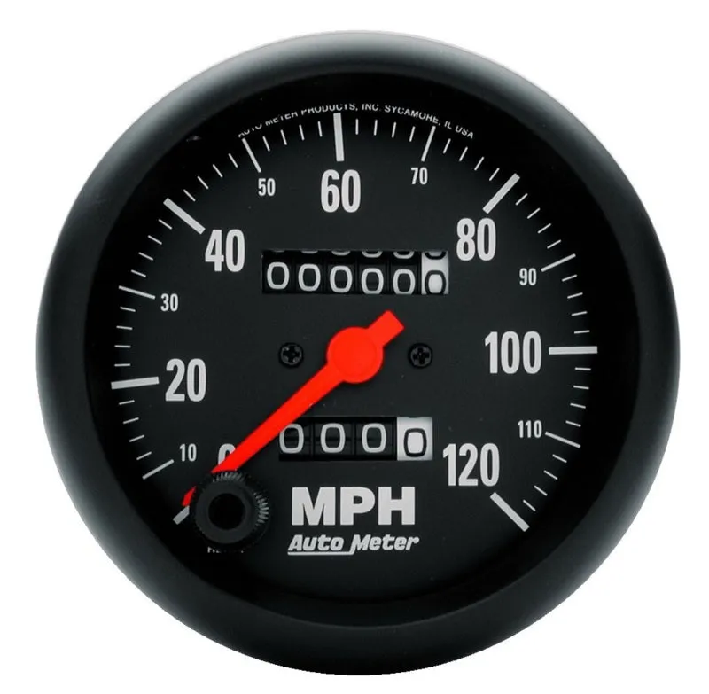 Auto Meter Z-Series 120 MPH Speedometer - Mechanical - Analog - 3-3/8 in Diameter - Black Face