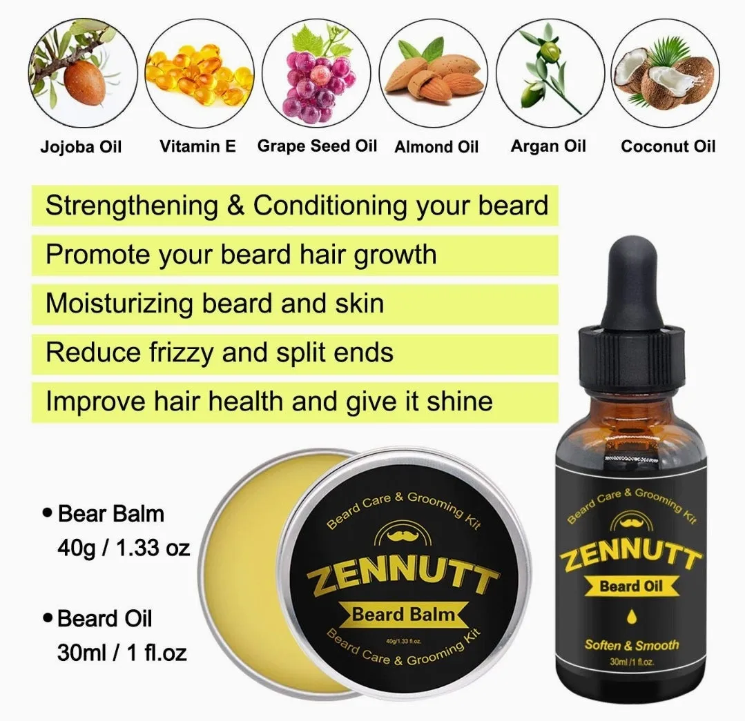 Beard Growth Kit,Beard Kit,Beard Grooming Kit w/Beard Foam,Beard Conditioner,Beard Growth Oil,Beard Balm,Brush,Comb,Scissor Beard Care Kit for Men Stuff,Unique Christmas Gift Set