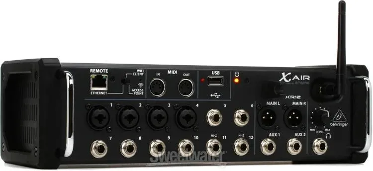 Behringer X Air XR12 12-Input Digital Mixer for iPad/Android Tablets with 4 Programmable Midas Preamps, 8 Line Inputs, Integrated WiFi Module and USB Stereo Recorder