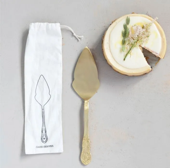 Brass Cake Server With Bag