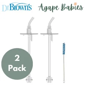 [Bundle of 2] DR. Brown's 9OZ/270Ml Wide-Neck Sippy Straw Replacement, Clear, 2-Pack