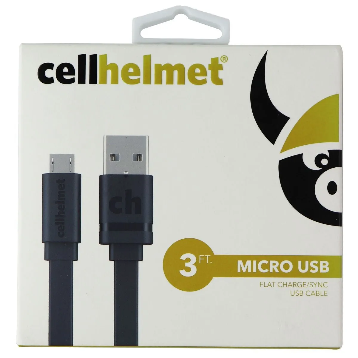 Cellhelmet Micro USB Charge/Sync Cable 3ft Flat - Black