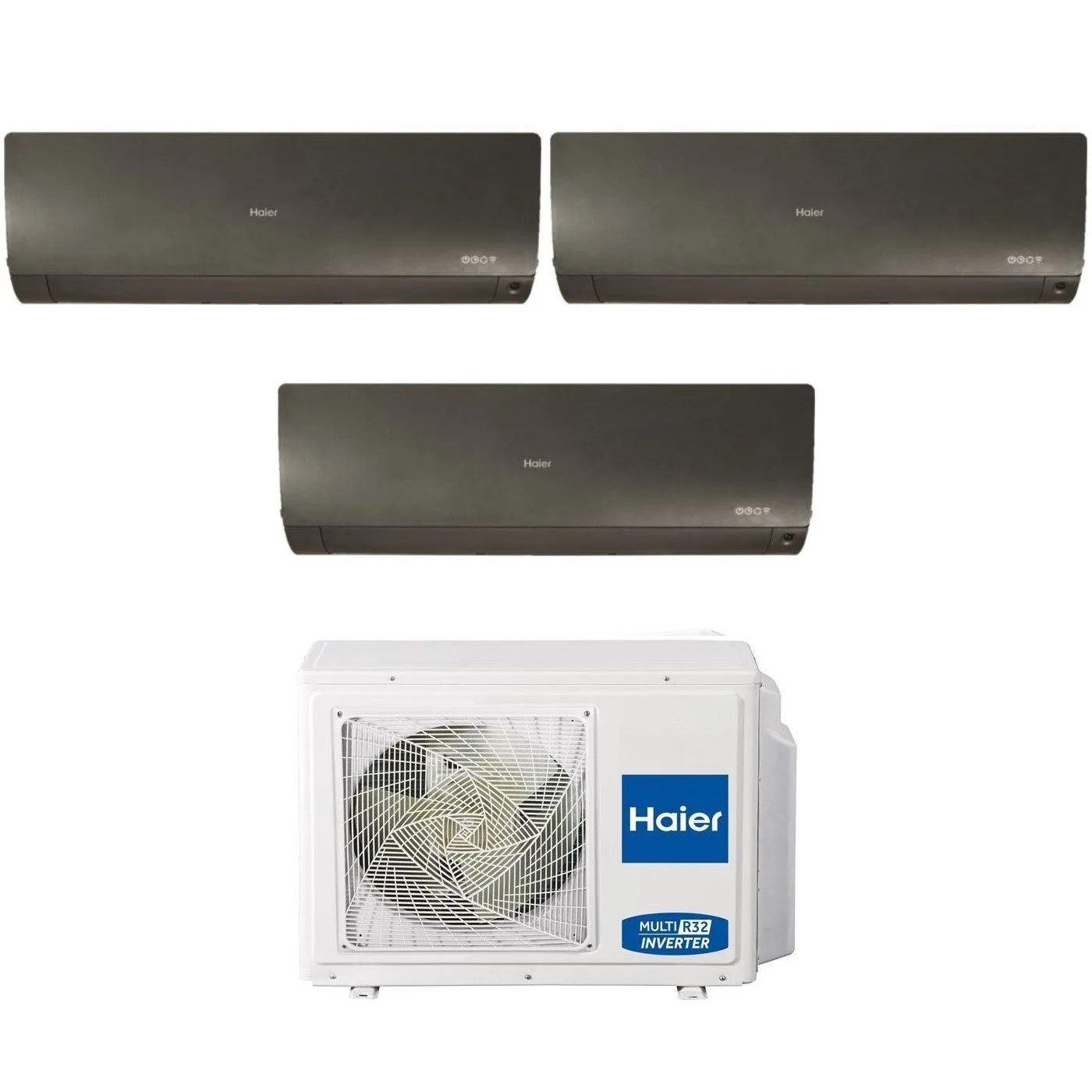 Climatizzatore Condizionatore Haier Trial Split Inverter serie FLEXIS PLUS BLACK 7 9 18 con 3U70S2SR3FA R-32 Wi-Fi Integrato Colore Nero 7000 9000 18000