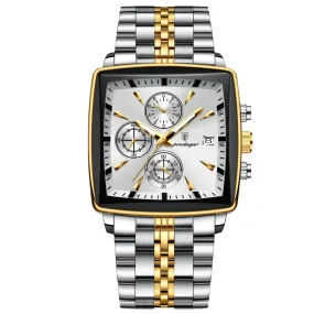 Elegance® Elite Chronograph 866 Men Watch Luxury Square Sport Man Wristwatch Waterproof Luminous Chronograph Quartz Men's Watches Stainless Steel