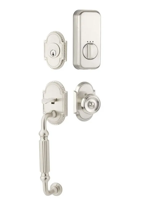 Emtek Single Cylinder Knoxville Handleset EMPowered Motorized Smart Lock Upgrade With Select R-Bar Faceted Lever