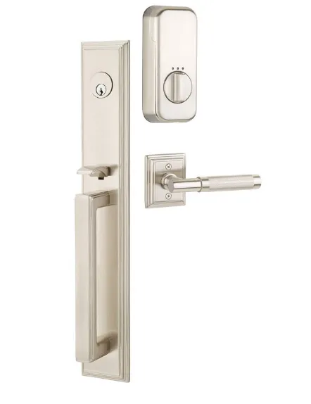 Emtek Single Cylinder Melrose Handleset EMPowered Motorized Smart Lock Upgrade With Cortina Lever