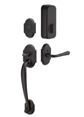 Emtek Single Cylinder Nashville Handleset EMPowered Motorized Smart Lock Upgrade With Windsor Glass Knob