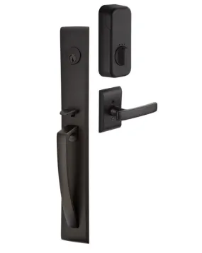 Emtek Single Cylinder Orion Handleset EMPowered Motorized Smart Lock Upgrade With Select L-Square Straight Knurled Lever