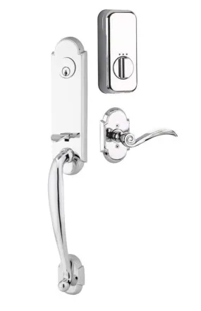 Emtek Single Cylinder Richmond Handleset EMPowered Motorized Smart Lock Upgrade With Select R-Bar Hammered Lever