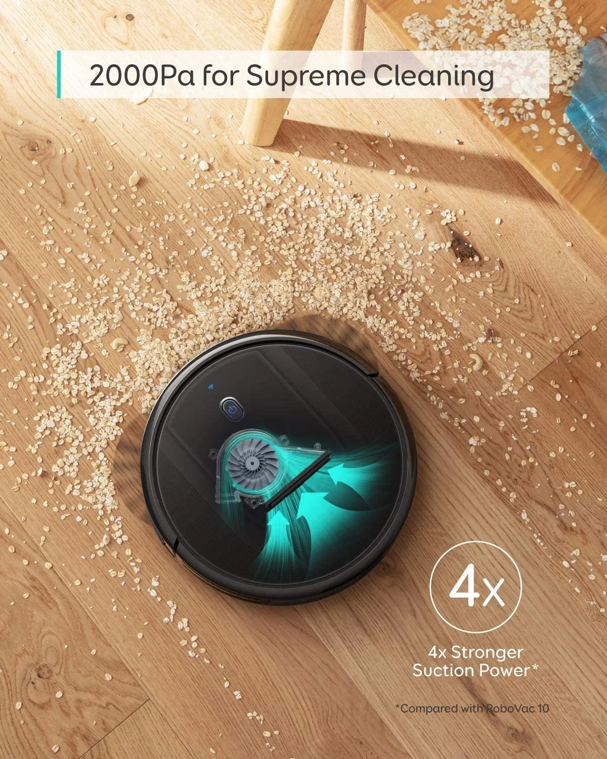 EUFY by Anker, RoboVac G10 Hybrid, Robotic Vacuum Cleaner, Smart Dynamic Navigation, 2-in-1 Sweep and mop, Wi-Fi, Super-Slim, 2000Pa Strong Suction, Quiet, Self-Charging, for Hard Floors Only