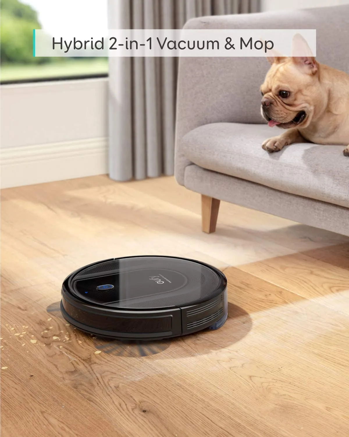 EUFY by Anker, RoboVac G10 Hybrid, Robotic Vacuum Cleaner, Smart Dynamic Navigation, 2-in-1 Sweep and mop, Wi-Fi, Super-Slim, 2000Pa Strong Suction, Quiet, Self-Charging, for Hard Floors Only