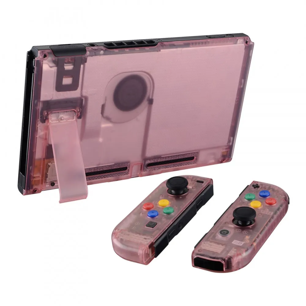 eXtremeRate Back Plate for NS Switch Console, NS Joycon Handheld Controller Housing with Colorful Buttons, DIY Replacement Shell for NS Switch -Cherry Pink - QM507