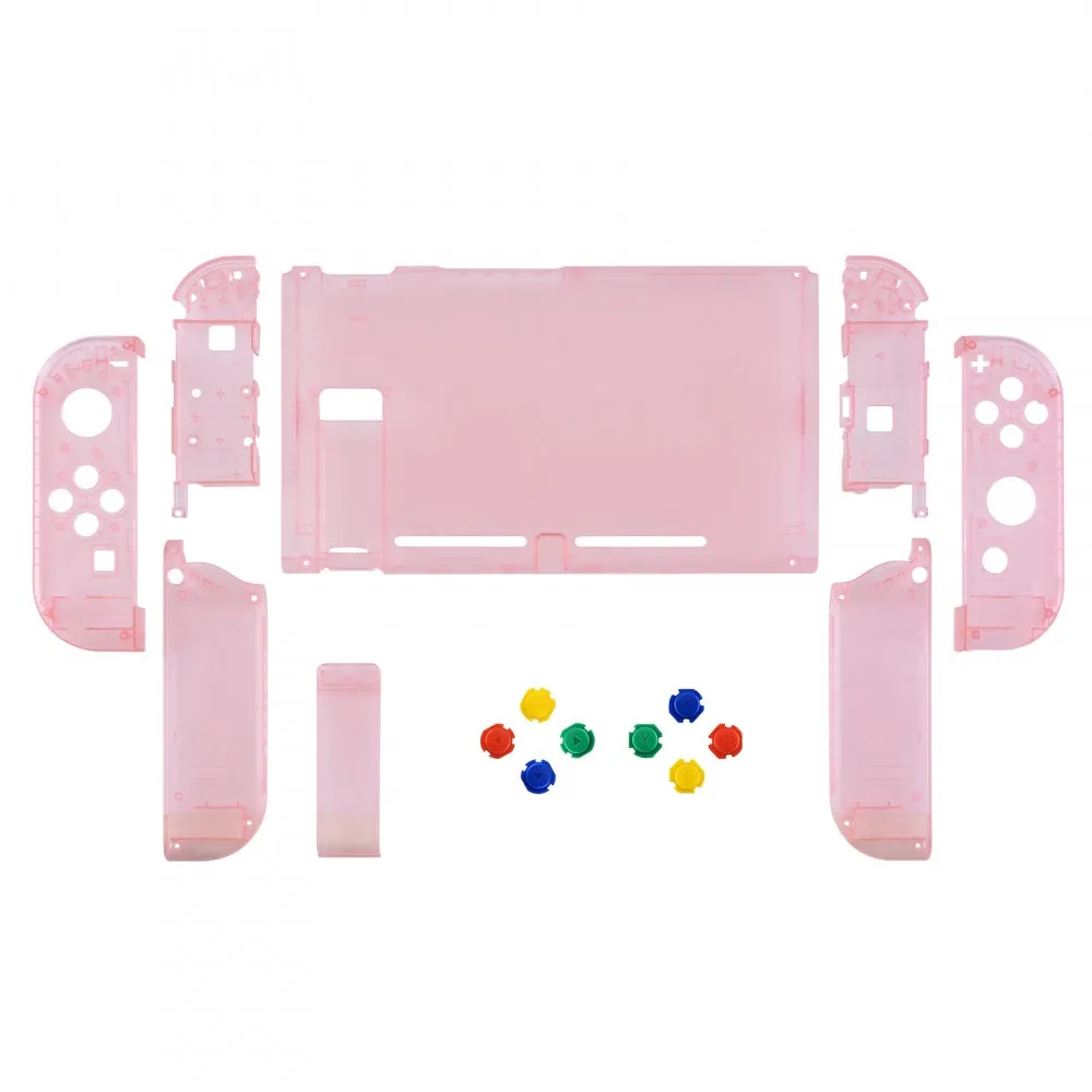 eXtremeRate Back Plate for NS Switch Console, NS Joycon Handheld Controller Housing with Colorful Buttons, DIY Replacement Shell for NS Switch -Cherry Pink - QM507