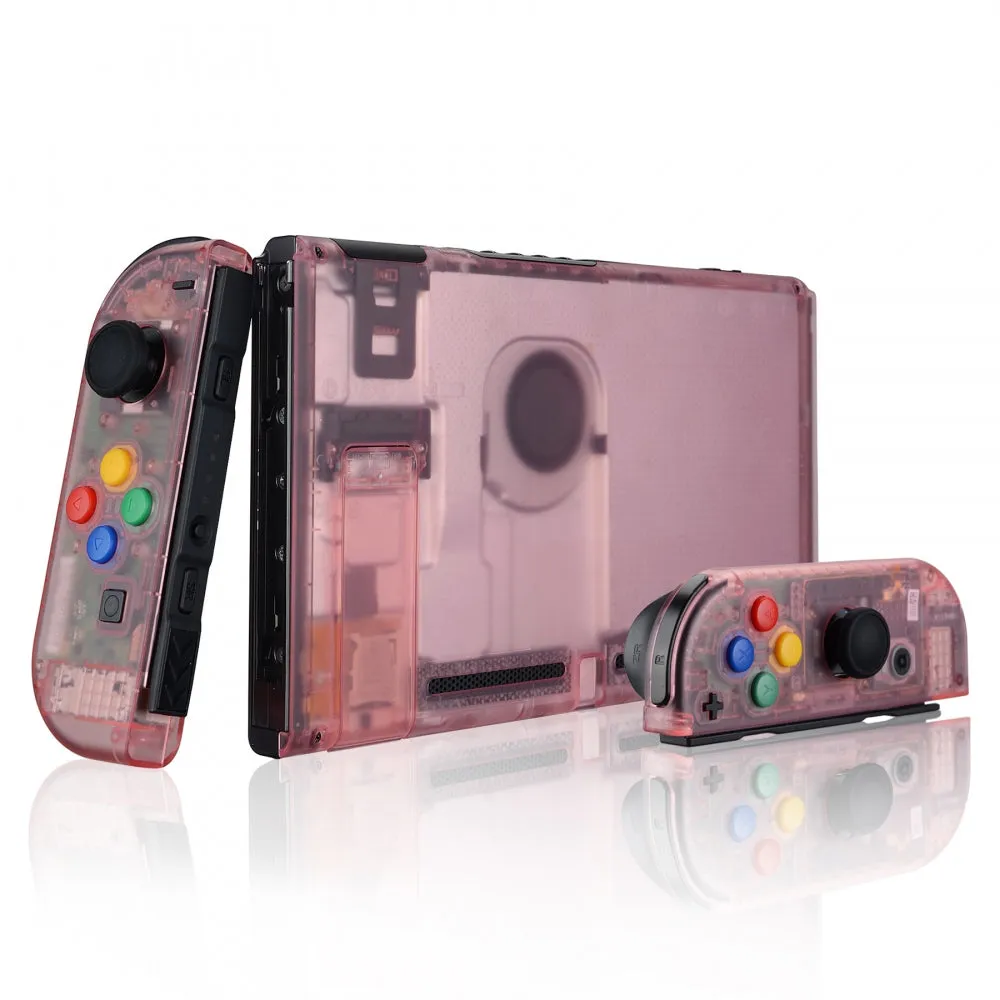 eXtremeRate Back Plate for NS Switch Console, NS Joycon Handheld Controller Housing with Colorful Buttons, DIY Replacement Shell for NS Switch -Cherry Pink - QM507