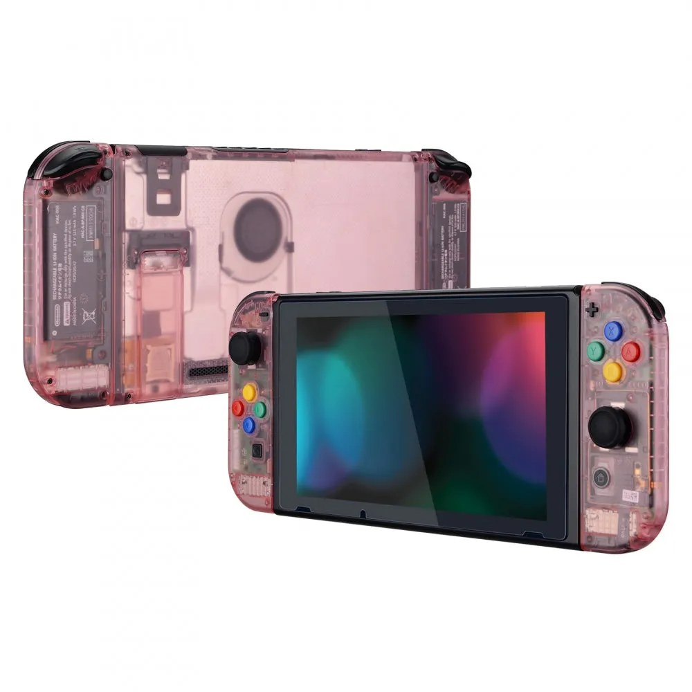 eXtremeRate Back Plate for NS Switch Console, NS Joycon Handheld Controller Housing with Colorful Buttons, DIY Replacement Shell for NS Switch -Cherry Pink - QM507