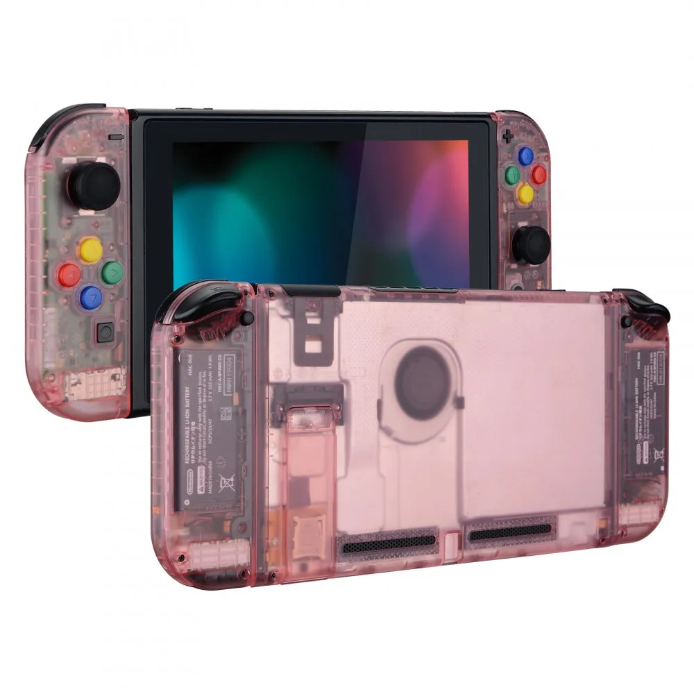 eXtremeRate Back Plate for NS Switch Console, NS Joycon Handheld Controller Housing with Colorful Buttons, DIY Replacement Shell for NS Switch -Cherry Pink - QM507