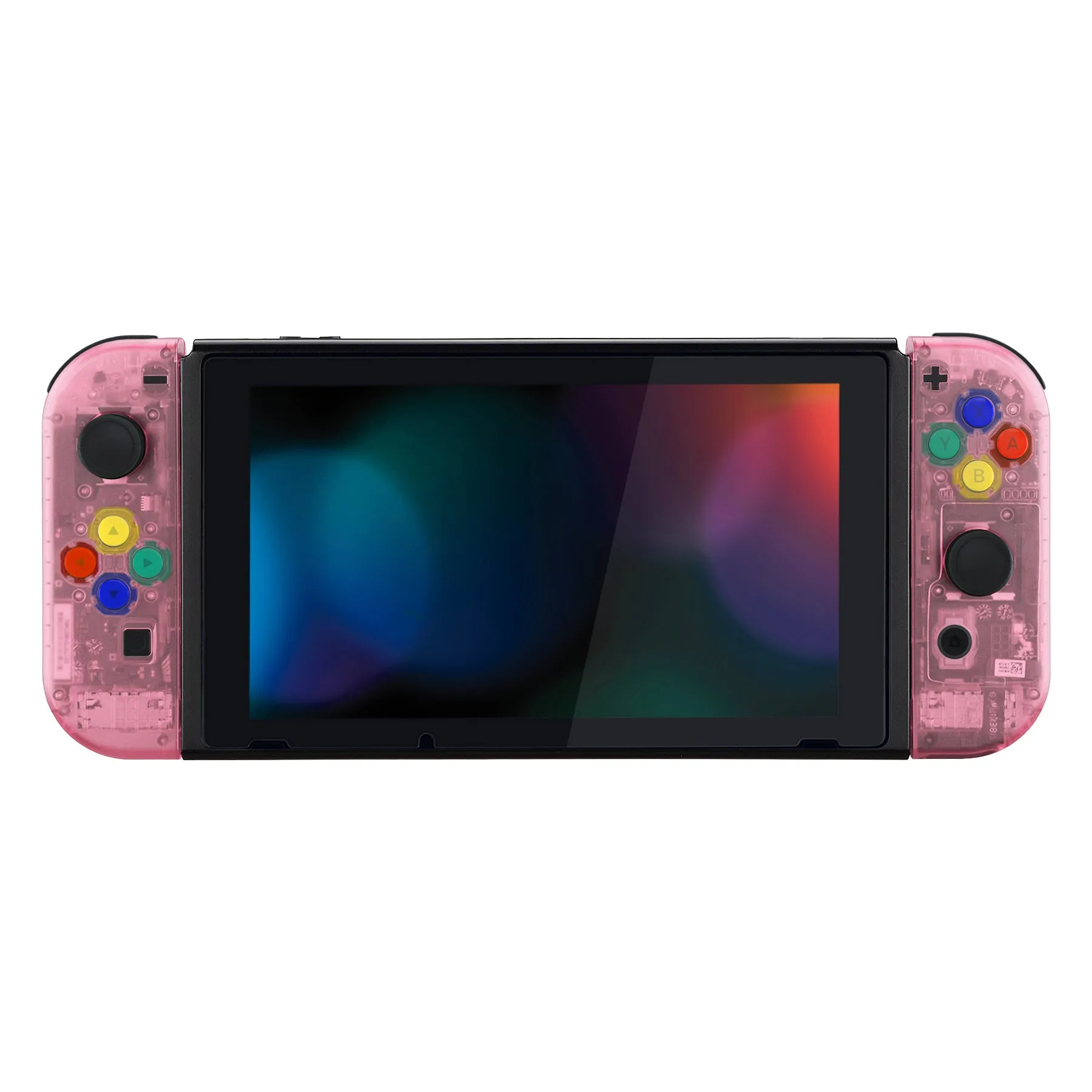 eXtremeRate Back Plate for NS Switch Console, NS Joycon Handheld Controller Housing with Colorful Buttons, DIY Replacement Shell for NS Switch -Cherry Pink - QM507