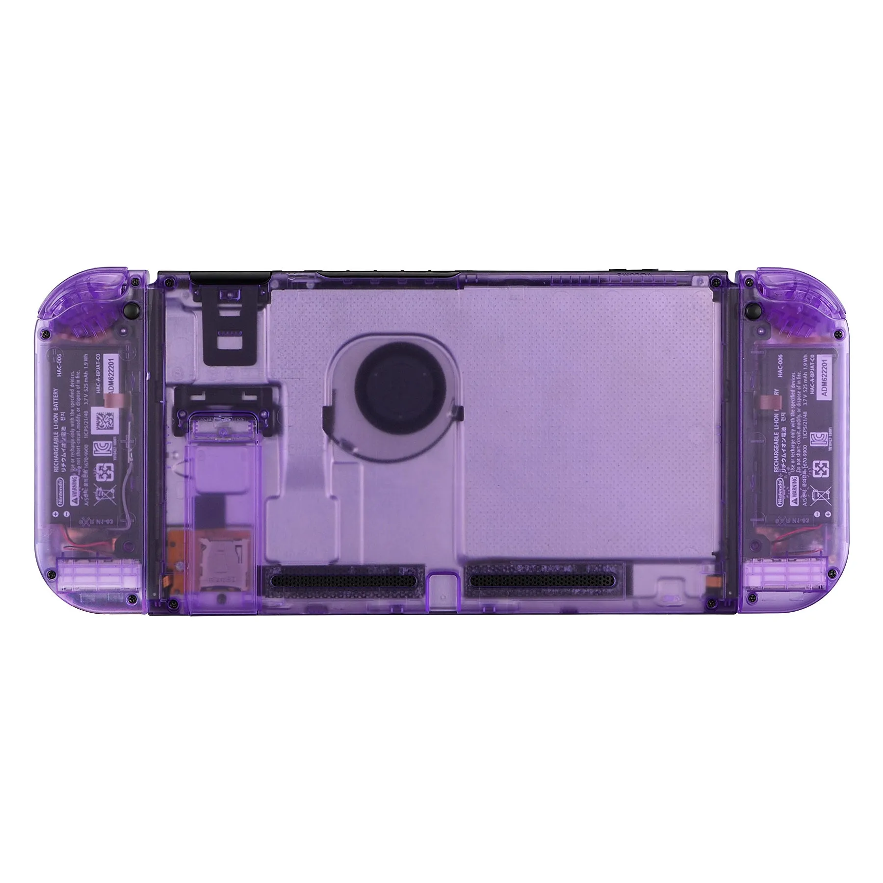 eXtremeRate Clear Atomic Purple Back Plate for NS Switch Console, NS Joycon Handheld Controller Housing with Full Set Buttons, DIY Replacement Shell for NS Switch - QM505