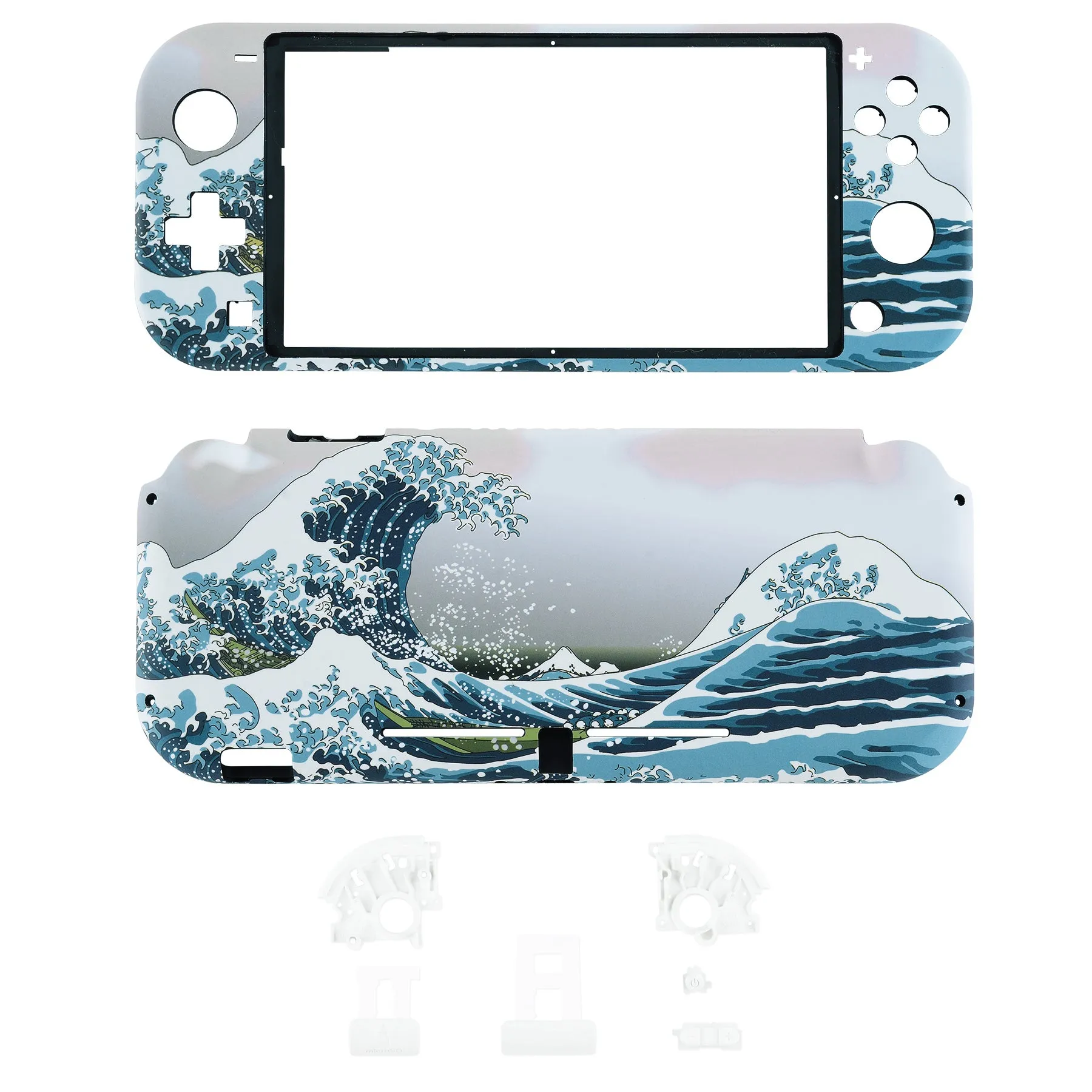 eXtremeRate Soft Touch The Great Wave DIY Replacement Shell for Nintendo Switch Lite, NSL Handheld Controller Housing w/ Screen Protector, Custom Case Cover for Nintendo Switch Lite - DLT106