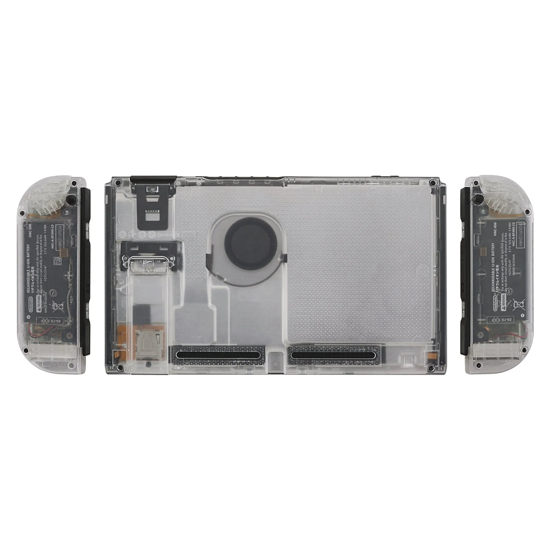 eXtremeRate Transparent Clear Back Plate for NS Switch Console, NS Joycon Handheld Controller Housing with Full Set Buttons, DIY Replacement Shell for NS Switch - QM501