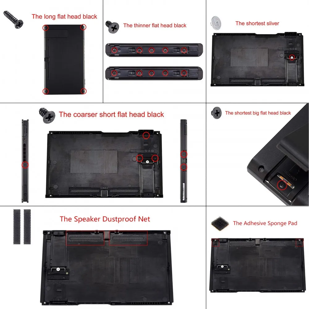 eXtremeRate Transparent Clear Back Plate for NS Switch Console, NS Joycon Handheld Controller Housing with Full Set Buttons, DIY Replacement Shell for NS Switch - QM501