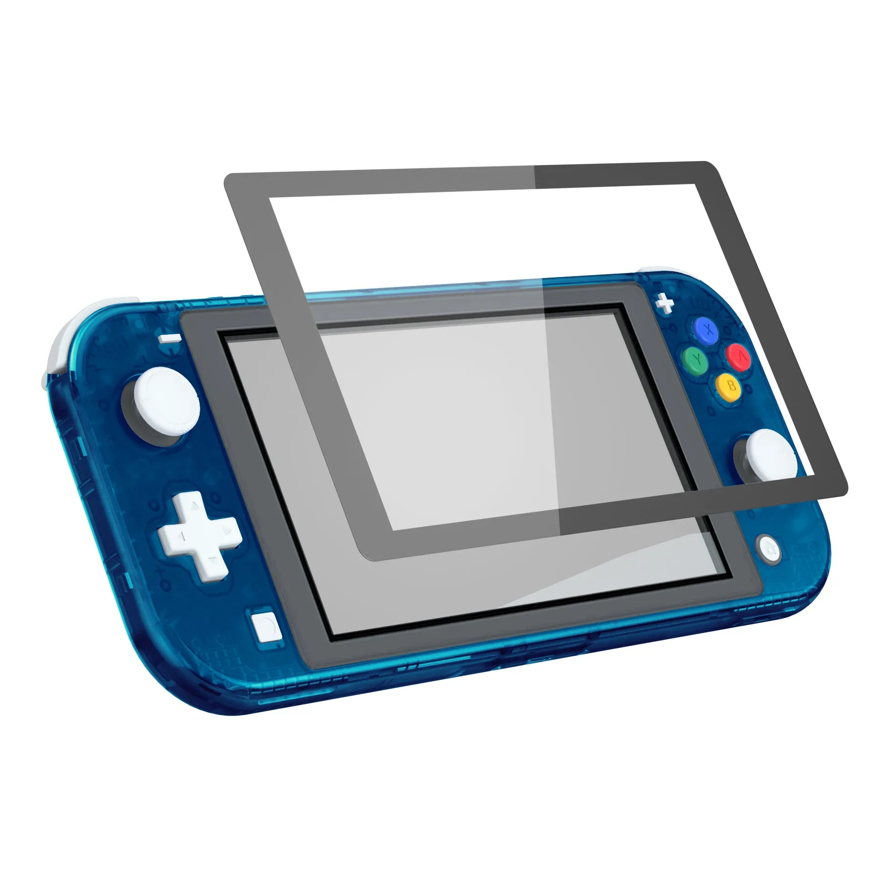 eXtremeRate Transparent Clear Blue DIY Replacement Shell for NS Switch Lite, NSL Handheld Controller Housing with Screen Protector, Custom Case Cover for NS Switch Lite - DLM504