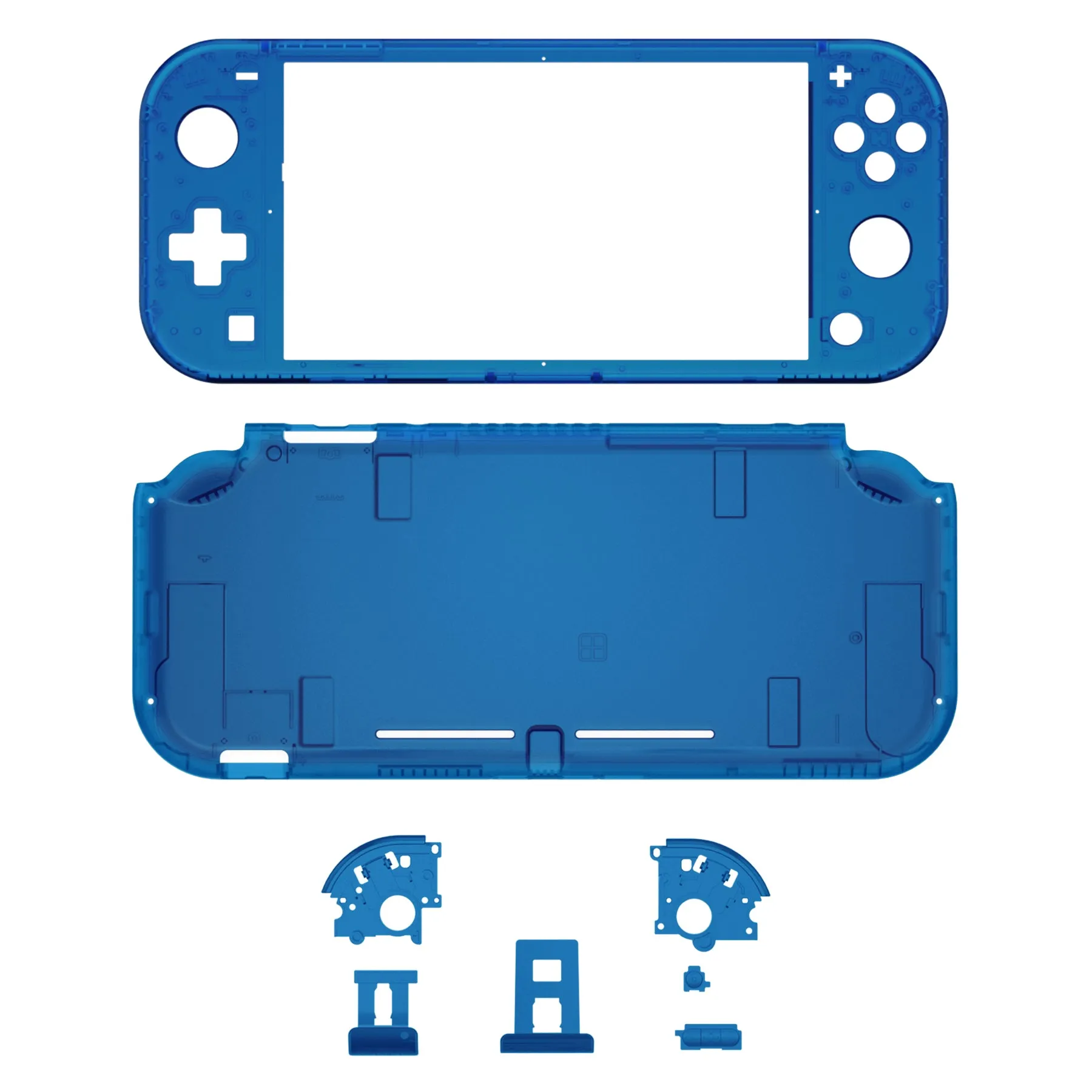 eXtremeRate Transparent Clear Blue DIY Replacement Shell for NS Switch Lite, NSL Handheld Controller Housing with Screen Protector, Custom Case Cover for NS Switch Lite - DLM504