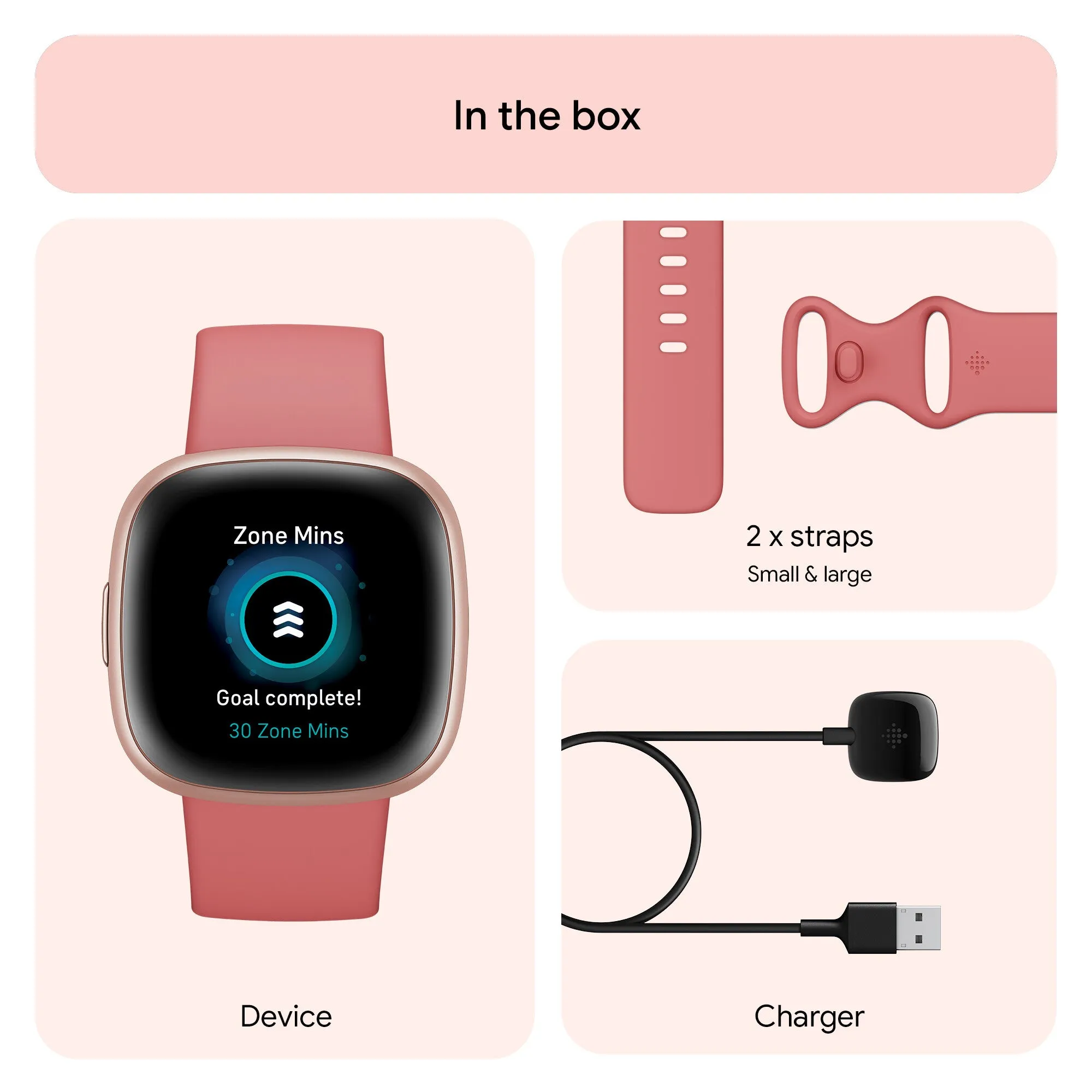 Fitbit Versa 4 Smart Watch - Pink Sand/Copper Rose