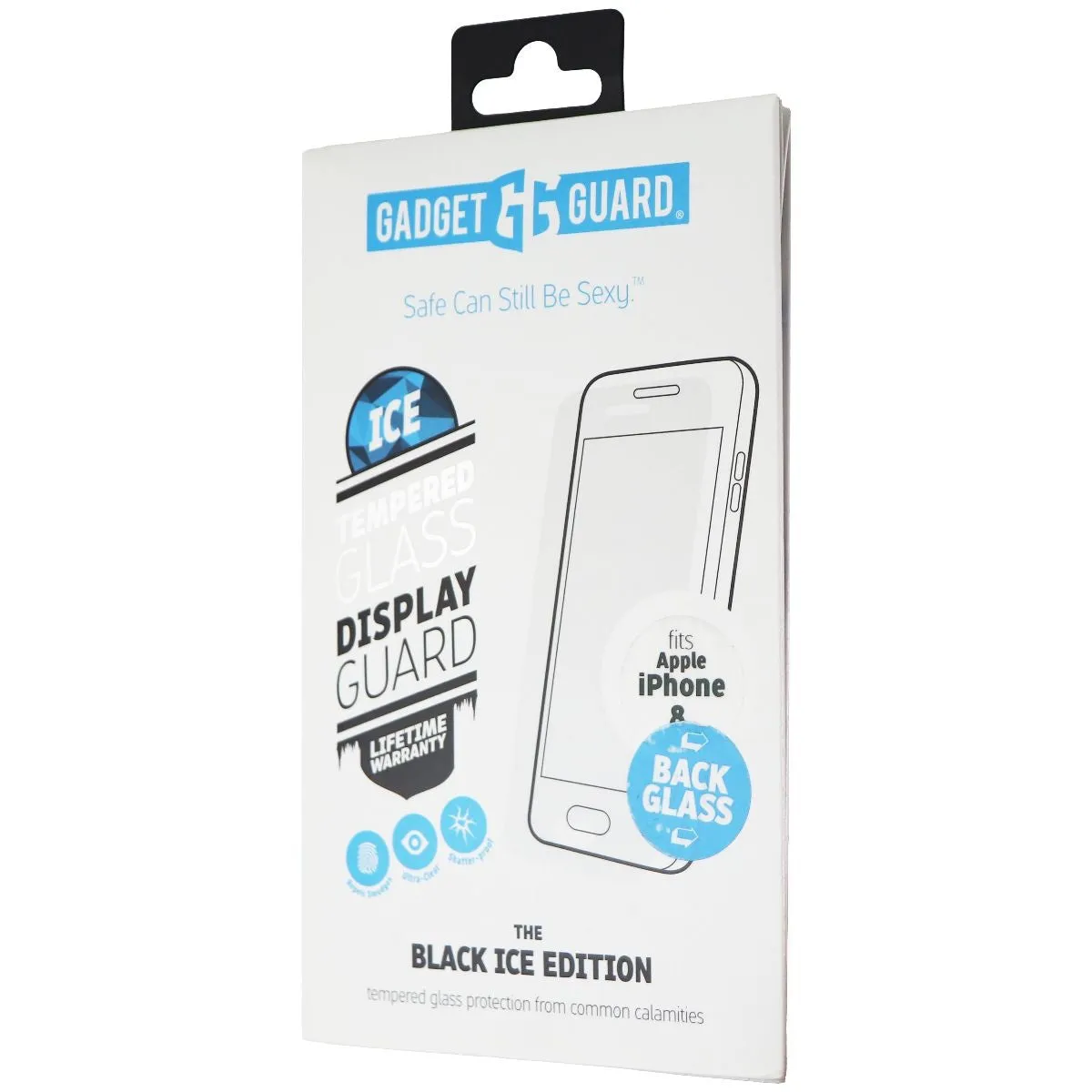 Gadget Guard Black Ice Tempered Back Glass for iPhone 8 - Clear / Black Glass