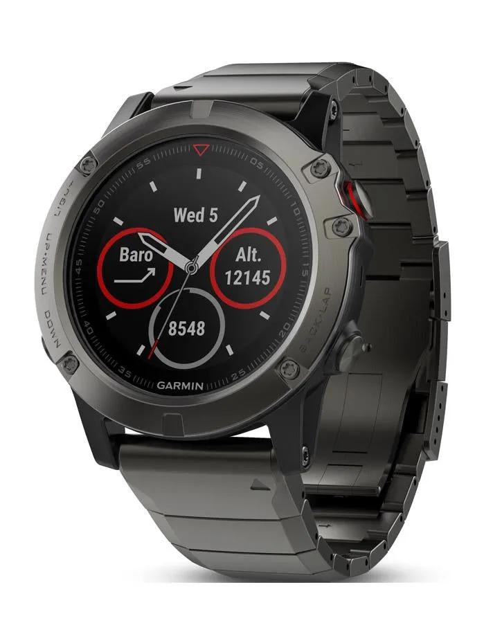 Garmin Fenix 5X Sapphire GPS Smartwatch - Slate Gray - Metal Band - Maps