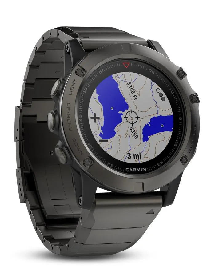 Garmin Fenix 5X Sapphire GPS Smartwatch - Slate Gray - Metal Band - Maps