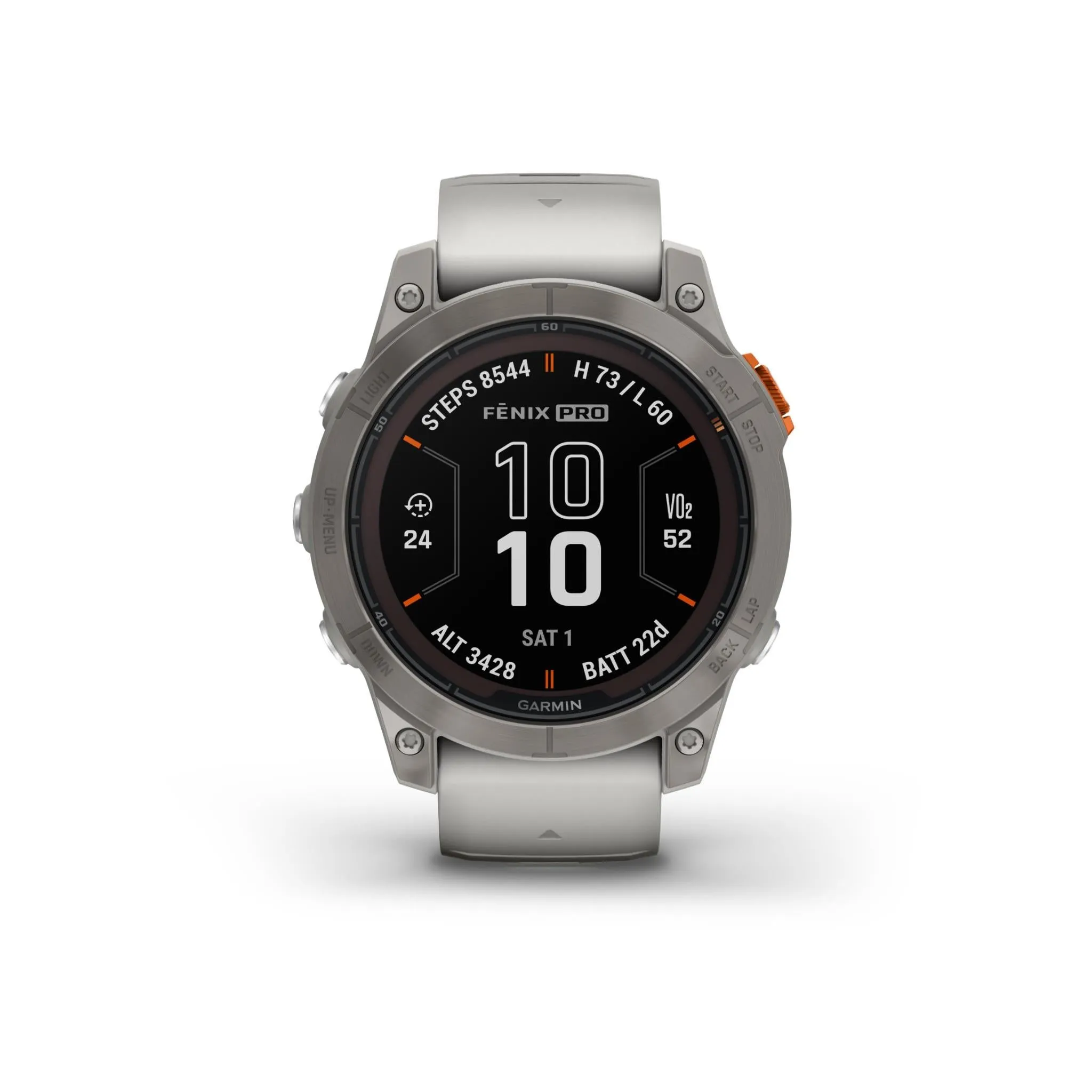 Garmin fenix® 7 Pro Sapphire Solar Edition Silver Titanium with Fog Grey   Ember Orange Band