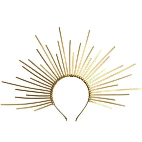 Gold Spike Halo Crown Headpiece Fairy Lolita Women Sunburst Elf Wedding Bridals PLASTIC ZIP TIE Wrap Hair Band Headdress